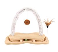 Ungtyb Cat Scratcher Toy, Arch Cat Scratcher, Wooden Cat Scratch Board, Rotating Turntable Scratcher with a Rotating Turntable and Ball Track for Engaging Indoor Cats and Small Dogs