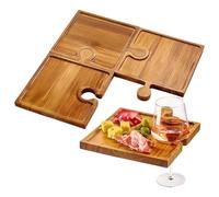 Ungtyb Cheese Board - 4-Piece Wooden Puzzle Serving Tray | Puzzle-Shaped Platter Charcuterie Tray for Kitchen, Party, Wedding with Holiday, Appetizer, Food, Family, Hostess, Entertaining Use