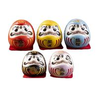 Ungtyb Darums Doll - Kit de 5 estatuas pequeñas japonesas Darums de 1.89 pulgadas cada una | Figuras tradicionales de la suerte para fung shuy, decoraciones zen, perfectas para sala de estar, oficina