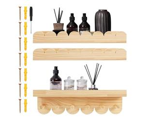 Ungtyb Estantería para libros para niños - Estantería de 3 piezas de madera para ahorrar espacio | Wall Mounted Wood Shelf Children Room Family Study School and Indoor Home, 2000 g 40 x 12 x 5 cm Wood