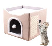 Ungtyb Foldable Cat Tent - Large Kitten Bed | 41x41x35cm Warm Cat Bed for Indoor Rest, Wool Lined Feline Resting Spot with Portable Design, Pet Furniture Accent, Cave Cushion for Home Comfort