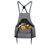 Ungtyb Gardening Apron, Farm Work Apron, Harvesting Aprons, Large Capacity Pockets, Adjustable Crossback Straps, Fruit Picking, Ideal for Gardeners and Farmers, 60x50x20cm 300g Multicolor, Gris,