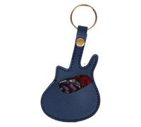 Ungtyb Guitar Pick Holder, Leather Plectrum Case, Keyring Organizer, Compact Design, Durabless Storage for Musicians, Music Players, Portable Accessory, 13.4x7cm 11g Orange Black Green Blue,
