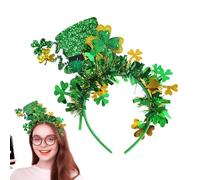 Ungtyb Irish Holiday Hairband, Green Bowler Headband, Patrick's Day Hairband, Costume Hair Accessories, Green Irish headband with bowler hat design, perfect for St. Patrick's Day celebrations, holiday