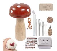 Ungtyb Knit Patch Kit - Wooden Mushroom Complete Craft Supplies | Patch Loom Darning Tool Mending Kit for Knitting, Embroidery, DIY Crafts, Adults, Beginners, Socks, Clothes, Fabric Repair