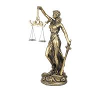 Ungtyb Lady Justice Figurine - Elegant Resin Sculpture Ornament | Detailed Scale of Justice Design Bronze Finish Stable Base for Bookshelf, Bookcase or Home Bar Décor, 6.5x6.1x13.19in