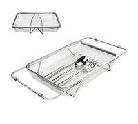 Ungtyb Over The Sink Dish Drying Rack - Extendable Stainless Steel Drainer with Feet | Sink Draining Dryer Rack for Bowls, Cups, Mugs, Tableware, Chopsticks, Forks, Spoons, Kitchen Utensils
