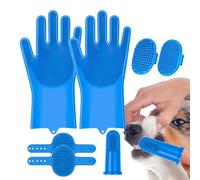 Ungtyb Pet Grooming Gloves, silicona Brush, Soft Bristles, Finger Toothbrush, Gentle Shampoo Scrubber, Comfortable Fit Ideal for Dog and Cat Bathing, 6 Pieces