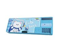 Ungtyb Pop Up Pencil Case, Pen Box Organizer, Multifunction Stationery Holder, Built-in Calculator, Multiple Compartments, Ideal for School, Office or Travel,10.24x3.62x1.3in, Bear, riferimento