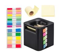 Ungtyb Pop-ups Note Cube Holder, 4-in-1 Sticky Notes Dispenser, Colorful Index Tab Organizer, Refillable Papers Notepad Stand with Storage Slot for Paper Clips Office Desk School Use 3.35x3.35in
