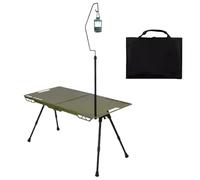 Ungtyb Portable Table Camping, Folding Grill Board, Height Adjustable Camp Desk with Light Holder, For Garden Barbacoa Picnic Patio Outdoor Backyard RV Tailgating Use