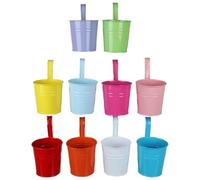 Ungtyb Railing Planter, 10-Piece Metal Flower Pot Set, Hooked Plant Buckets with Drain Holes, Decorative Hanging Holders for Balcony, Patio, Porch, Garden, Fence, Outdoor Display Use 7.09x3.94x3.15in