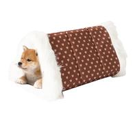 Ungtyb Semi Enclosed Pet Cave, Portable Pet Bed for Small Animals, Washable Removable Plush Cushion, Winter Warm Folding Kitten Bed 18.11x9.84x11.81 for Cat, Dog, Pet (Brown, Red, Gray)