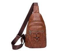 Ungtyb Sling Bags for Women, Chest Bag Sling Backpack, Shoulder Bag Sling Purse, Waterproof Fanny Pack 18x6x31cm for Women, Indoor, Outdoor, Travel, Shopping, Event, Brown, Yellow, Black Color,