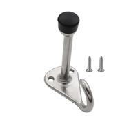 Ungtyb Tope de puerta, bloqueador silencioso de acero inoxidable resistente, amortiguador de goma resistente con gancho, para baño, habitación de hotel, apartamento, dormitorio, caravana, seguridad