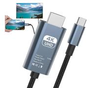 Ungtyb Type C to Hdtv Cable, 4k Video Adapter, Projector Connector, High-Resolution 60hz Video Output, Durabless and Portable, 6ft, Ideal for Phones, Laptops, and Tvs, 200cm Black