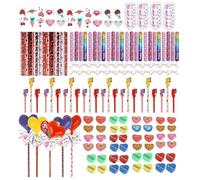 Ungtyb Valentine Stationery Set - Heart with Stickers Cards Pencils | Holiday Stationery Party Favors for Kids for Boys, Girls, Students, Family, Home, School, Classroom, Office, Birthday