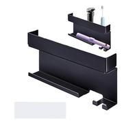 Ungtyb Wall Mount Blow Dryer Holder, Bathroom Organizer Rack,Heat Resistant Design, Sturdy Storage with Multiple Compartments Ideal for Bathrooms And Salons, 14.96x5.31x2.36 in