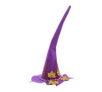 Ungtyb Witch Hat, Halloween Wide Brim Hat, Maple Leaf Cosplay Accessory, Elegant Dress-Up Headwear, Adult Party Costume Prop, Haunted House Photo Shoots Piece, for Masquerade and Stage Events 31.1in