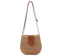 Ungtyb Woven Tote Bag, Shoulder Purse, Zipper Pouch, Adjustable Strap Lightweight Design Neutral Color for Summer Travel, Beach Days, Vacations, Weddings, 7.87x0.39x9.06 Inches, camel,