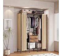 unho Armario Abierto Pesado Vestidor de Metal: Perchero Metálico de Pie Extra Grande con Barras Estantes Cajones para Ropa Zapatos Canastas de Estilo Industrial Negro 150 x 50 x 214 cm