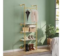 unho Barra Perchero Ropa de Pared Dorado, Perchero con Estantería para Entrada Recibidor Pasillos Vestidor Dormitorio Tienda de Ropa