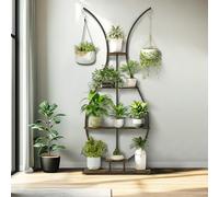 unho Estantería Plantas Grande de Metal y Madera: 74x30x181cm Soporte Macetas Flores Decorativo Estantería de Exhibición para Interior Balcón Salón