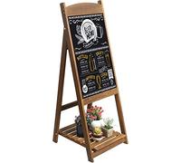 UNHO Pizarra de Pie de Madera Pizarra Vintage con Estante de Flores Escalera Decorativa con Pizarra para Cafetería Restaurante Librería Bar Hogar Color Marrón