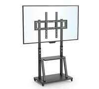 UNHO Soporte TV con Ruedas para 32-100 Pulgadas, Soporte TV Suelo Pie para Pantalla LED LCD Carrito TV Grande Comercial Móvil con 2 Estantes de Altura Ajustable Carga Máx 80kg VESA 800x600 (L)