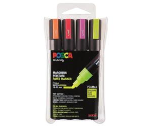 Uni-Ball 182505 - POSCA Marker mit mittelfeiner Rundspitze, 4er Set, Neon