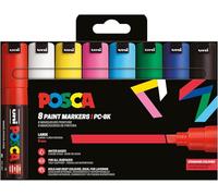 Uni-Ball 182658 - POSCA Marker Set, 8 rotuladores acrílicos PC-8K, rotulador permanente 8 mm punta de cuña