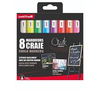 Uni-Ball Marcadores de tiza líquida PWE-5M – Set 8 colores surtidos, punta redonda 1,8-2,5 mm