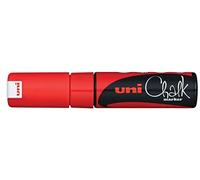Uni-Ball 186421 - Marcador de ventana y tiza UNI CHALK PWE-8K, 8 mm, punta en cuña, rojo