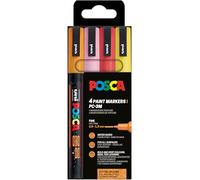 Uni-Ball 186531 - POSCA Marker Set, 4 rotuladores acrílicos brillo PC-3M, rotulador permanente 0,9-1,3 mm punta redonda