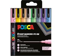 Uni-Ball 186556 - POSCA Marker Set, 8 rotuladores acrílicos pastel PC-3M, rotulador permanente 0,9-1,3 mm punta redonda