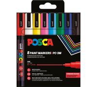 Uni-Ball 186558 - POSCA Marker Set, 8 acrylstiften PC-3M, permanente marker 0,9-
