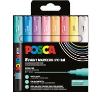 Uni-Ball 186752 - POSCA Marker Set, 8 rotuladores acrílicos PC-1MC, rotulador permanente 0,7-1 mm punta redonda