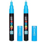 uni-Ball 186753 - Marcador POSCA con punta redonda extrafina, azul claro (Paquete de 2)