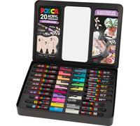 Faber-Castell uni-ball 186829 - Juego de marcadores POSCA, estuche de 20, incl. instrucciones para 3 proyectos DIY
