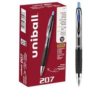 uni-ball 207 bolígrafos retráctiles de gel, punta media, azul, caja de 12-33951