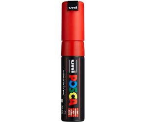 Uni-Ball 720373 - Marcador de pintura, punta biselada 8 mm, color rojo | Rotulador con tinta pigmentada al agua, alto poder de cobertura, apto para casi todas las superficies, punta recambiable