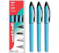 uni-ball Air Micro - Bolígrafo de punta fina de 0,5 mm, tinta azul, barril azul claro, paquete de 3, en caja de regalo