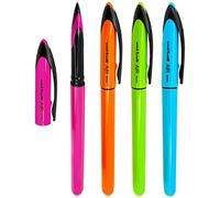 Uni-Ball AIR Micro - Bolígrafo de punta redonda fina de 0,5 mm, tinta azul, 4 unidades, color rosa, naranja, verde y azul claro