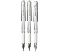 Uni Ball Blanco Signo Bolígrafo Ancha Metálico Tinta Gel Punta Redonda Metal 1mm Punta Pluma 0.65mm Ancho de Línea con Goma Empuñadura UM-153 (Paquete de 3)