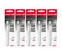 Uni-Ball - Bolígrafo de gel Signo UM-153 blanco, juego de 5 | 5 bolígrafos de gel con punta de 0,6 mm, tinta pigmentada resistente al agua