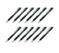Uni-Ball - Bolígrafo de gel Signo UMN-207, negro, juego de 12 | Punta de 0,4 mm, tinta pigmentada apta para documentos, resistente al agua, mecanismo de presión