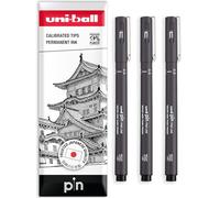 uni-ball Bolígrafos de punta fina con punta fina, tinta resistente al agua y a la decoloración, ideal para bocetos, álbumes de recortes, contornos, arte, dibujo técnico, en caja de regalo (gris