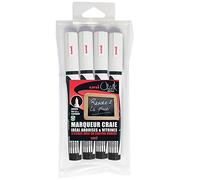 UNI-BALL CHALK Marker PWE3MS/4 - Juego de rotuladores de tiza (punta cónica fina, 0,9 a 1,3 mm), color blanco