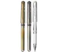 Uni Ball Color Varios Paquete Signo Bolígrafo Ancha Metálico Gel Rollerball Tinta Metal 1mm Punta 0.65mm Ancho de Línea con Goma Agarre UM-153 1 de Cada Color - Oro Plata Blanco - 3 Rotuladores)
