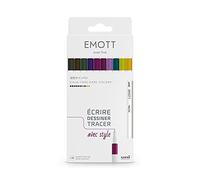 uni-ball Emott Uni Mitsubishi Pencil Calm-Tone Dark Colors - 10 rotuladores, 0,4 mm, amatista, azul verde, orquídea, gris, amarillo, marrón, burdeos, caqui, manzana, morado